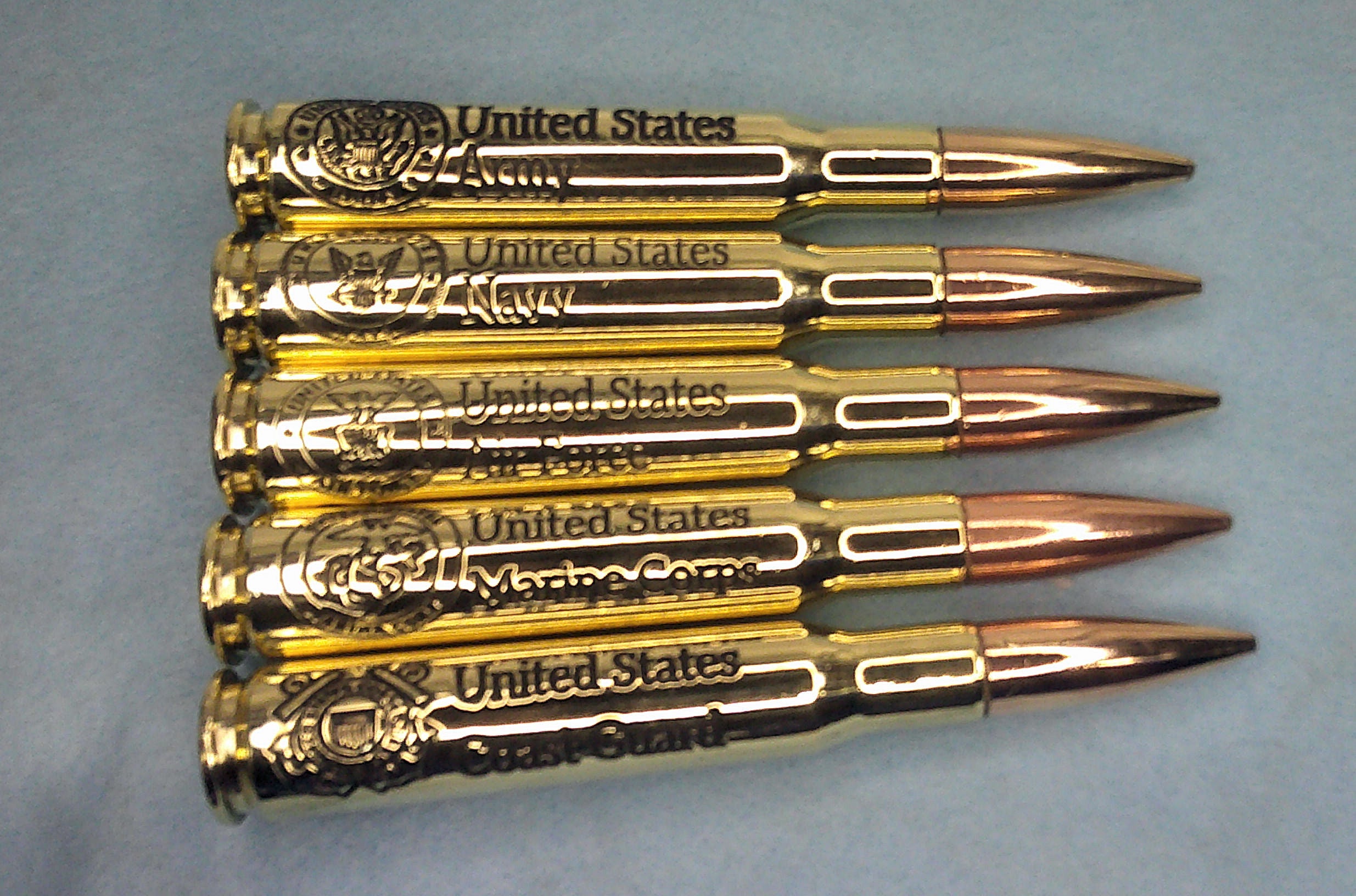 50 Caliber BMG Bottle Opener – Engraved Military Service Design – Recycled from Genuine Military Surplus Brass
