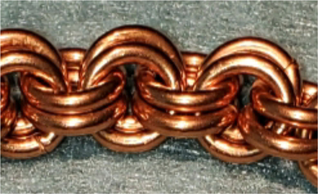 Recycled Copper Chainmail Bracelet: Therapeutic Copper Jewelry- 12g- 2by2 6mm Links