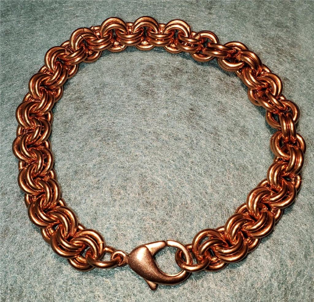 Recycled Copper Chainmail Bracelet: Therapeutic Copper Jewelry- 12g- 2by2 6mm Links