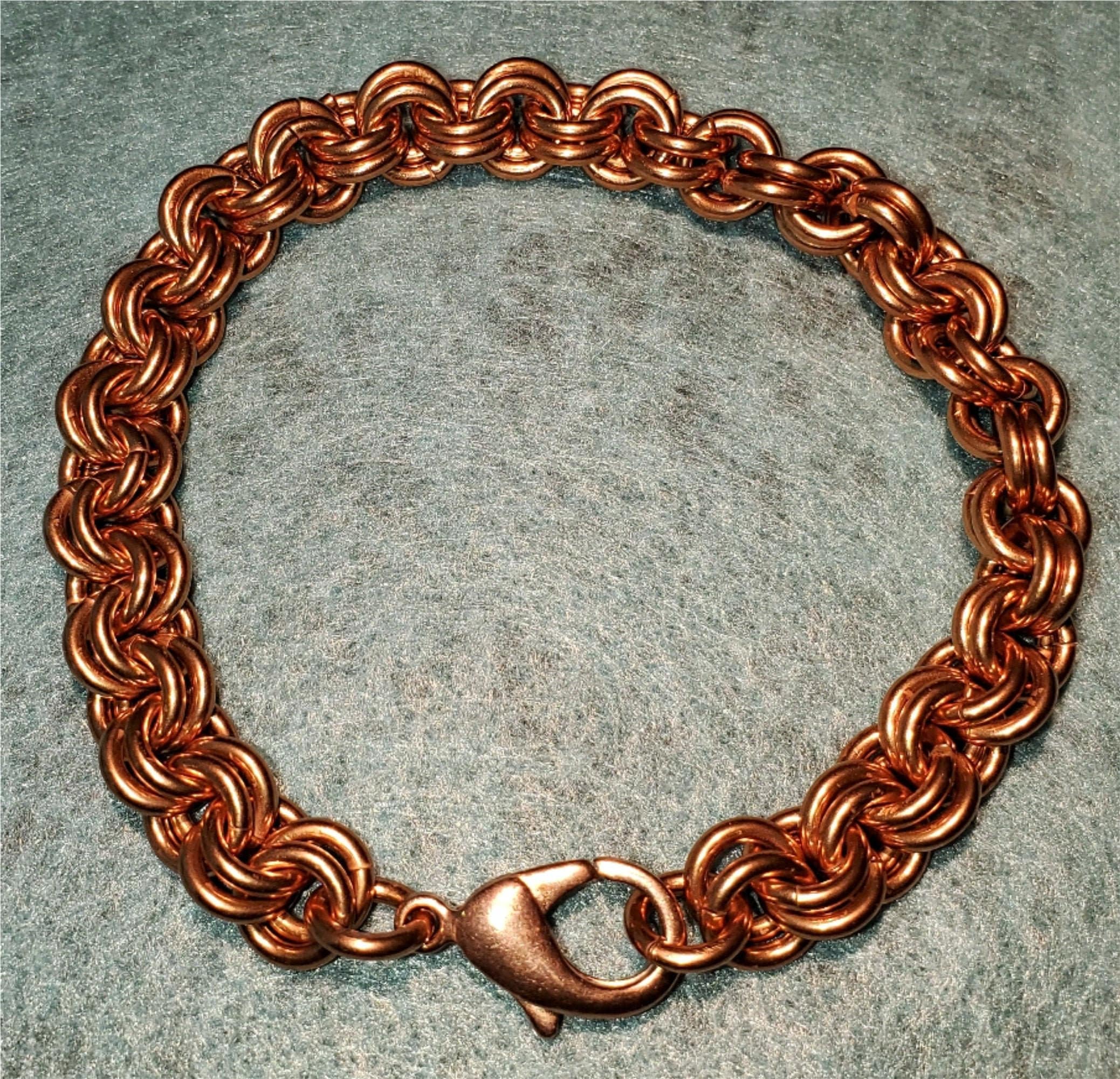 Recycled Copper Chainmail Bracelet: Therapeutic Copper Jewelry- 12g- 2by2 6mm Links