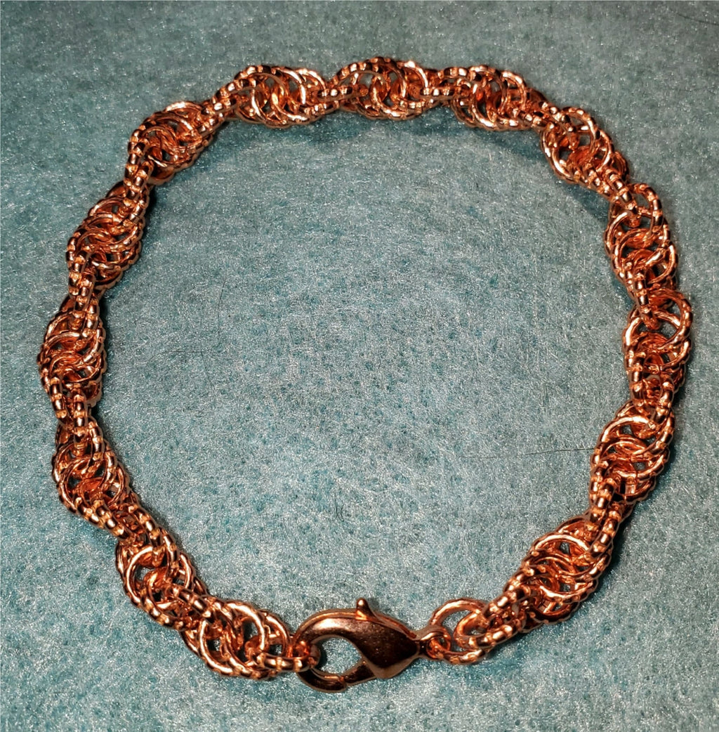 Twisted Link  Therapeutic Bracelet- 16g 5mm Textured Recycled Copper Rings with Lobster Claw Clasp