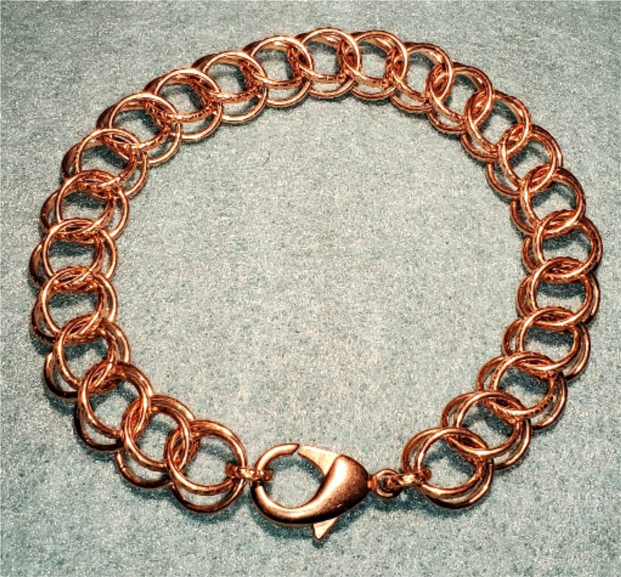 Pure Copper Therapeutic 1/2 Persian Bracelet Textured 9.5mm Links- Handmade in the USA