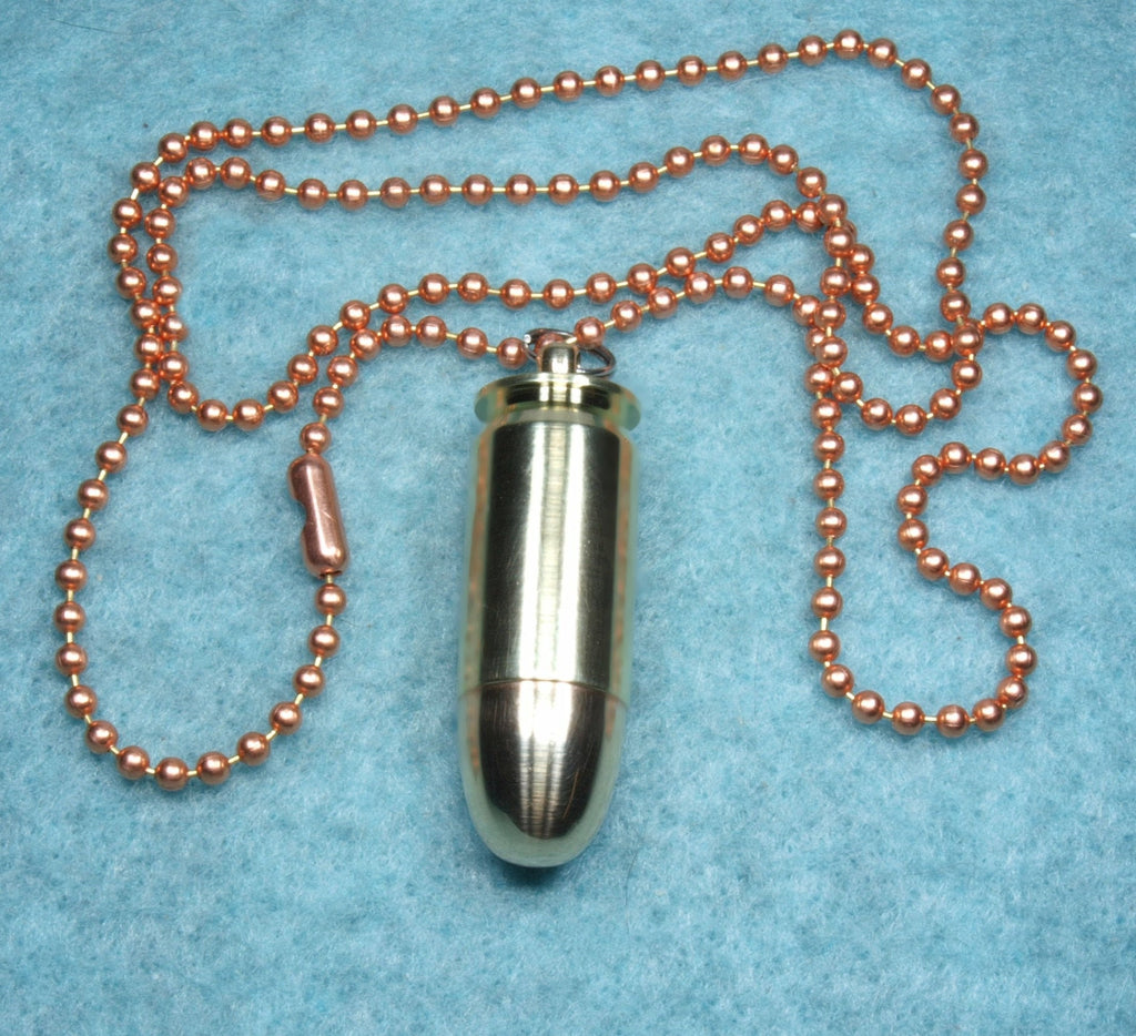 Personalized- 45 Automatic Colt Pistol Bullet Secret Compartment Keepsake Urn Necklace