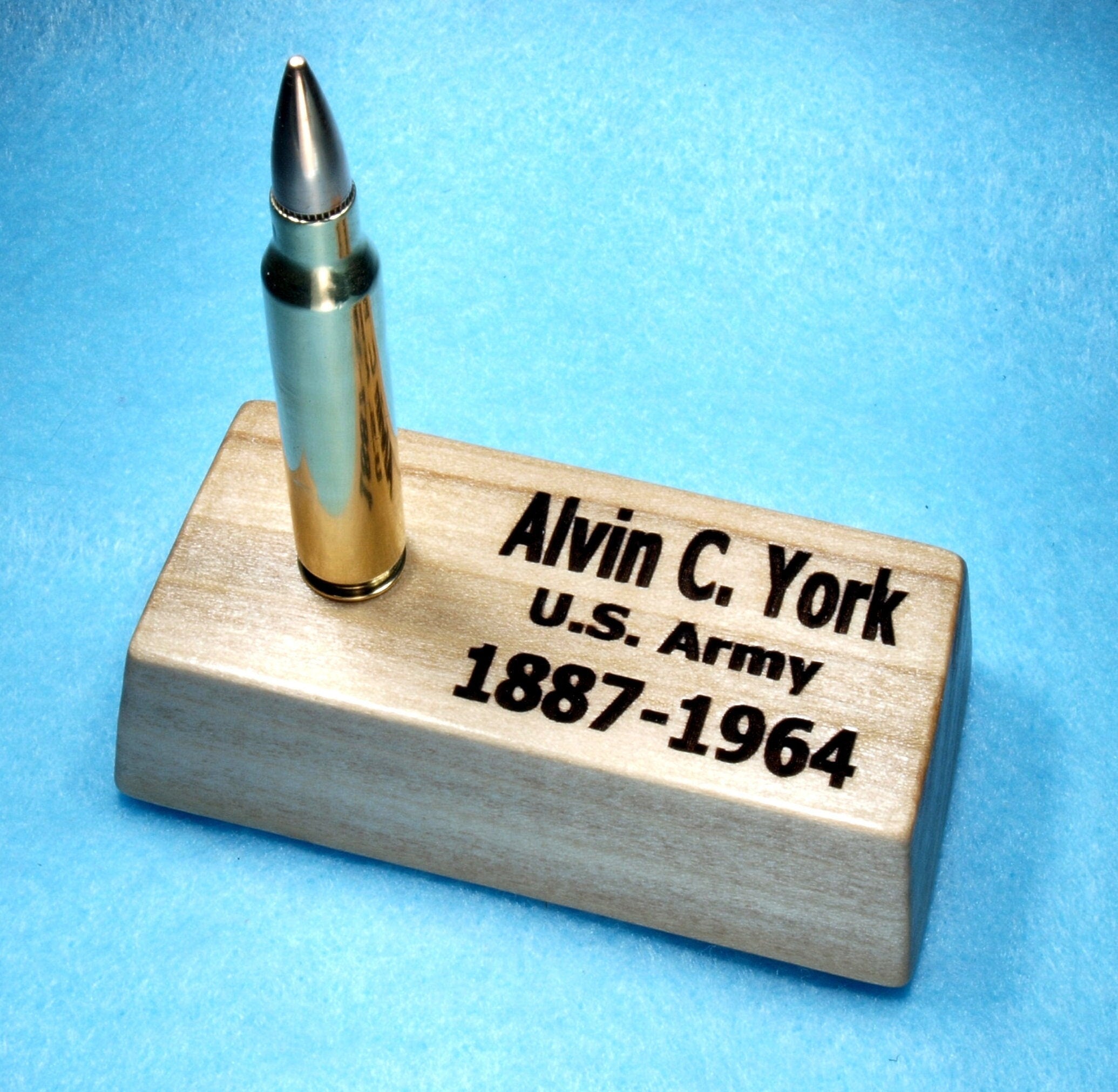 Personalized Bullet Ashes Urn – On Personalized Montana Pine Base