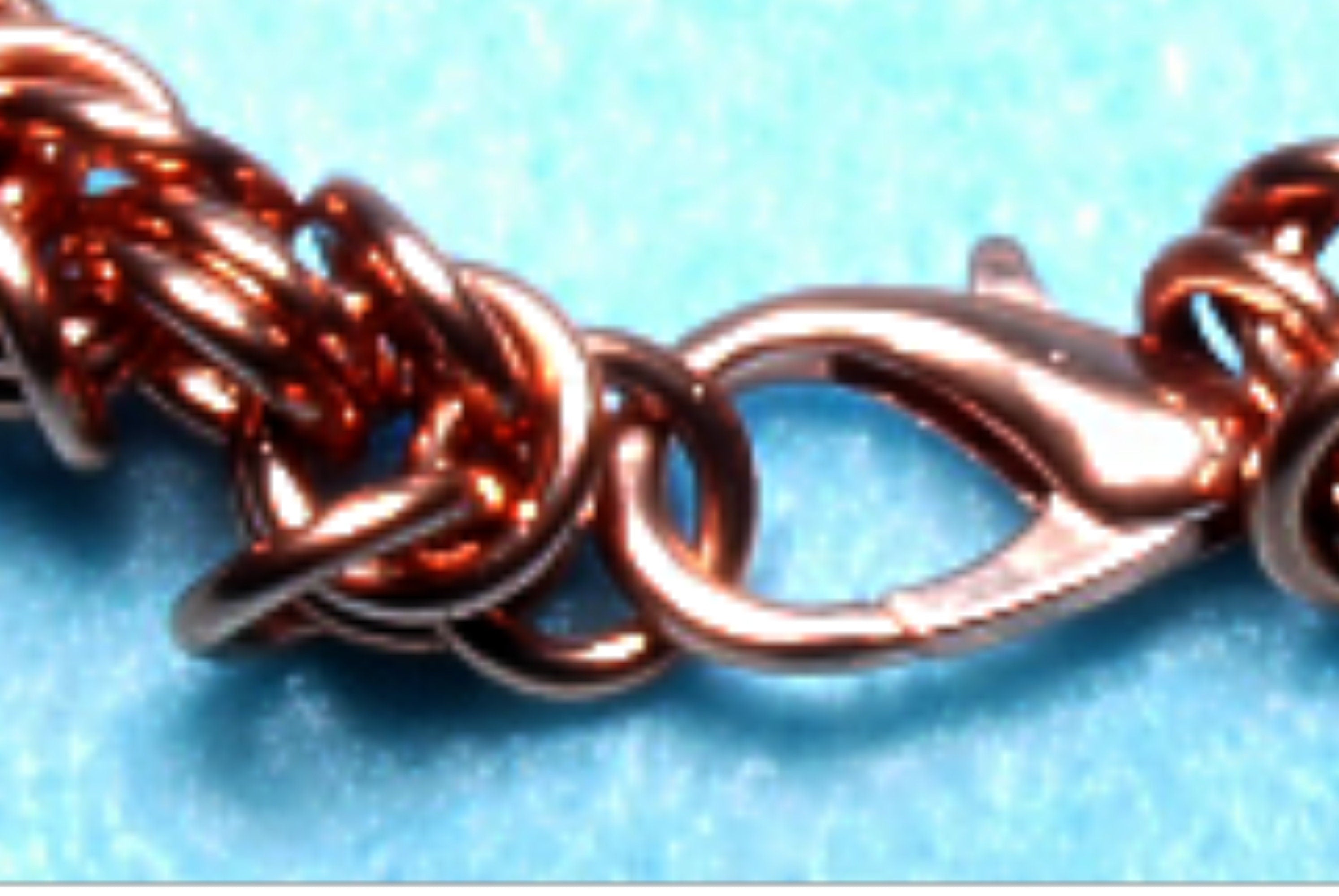 Healing Bracelet- Men's Pure Copper Therapeutic 14 gauge Byzantine 6mm Links- Handmade in the USA