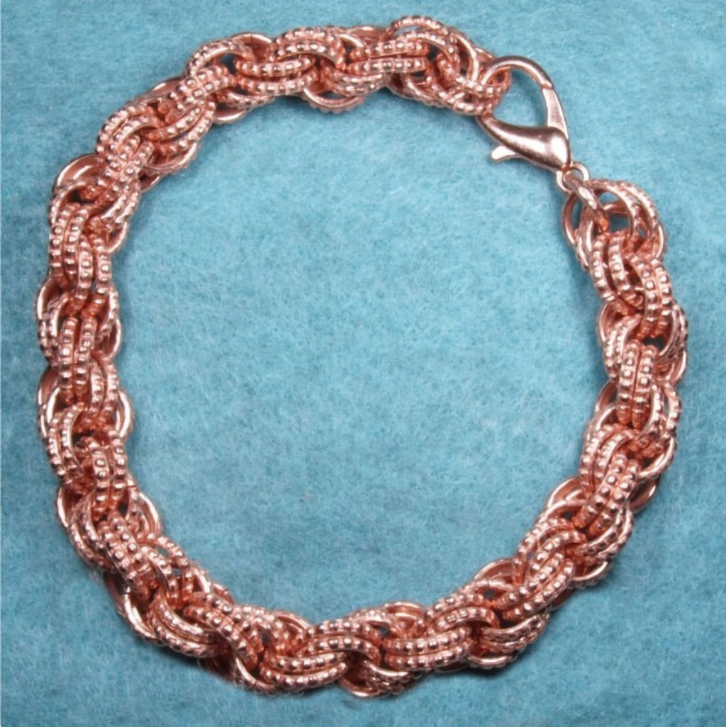 Men's Double Twisted Therapeutic Bracelet- 14g 8mm Textured Recycled Copper Rings