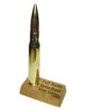 Personalized .50 Caliber Browning Machine Gun Funeral Urn for Cremation Ashes on Cherrywood Base