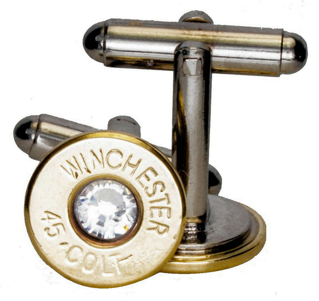 45 Colt Recycled Brass Bullet Cuff Links- (One Pair Various Headstamps)