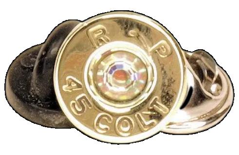 Handmade 45 Long Colt Tie Pin – Polished Brass with Swarovski Crystal