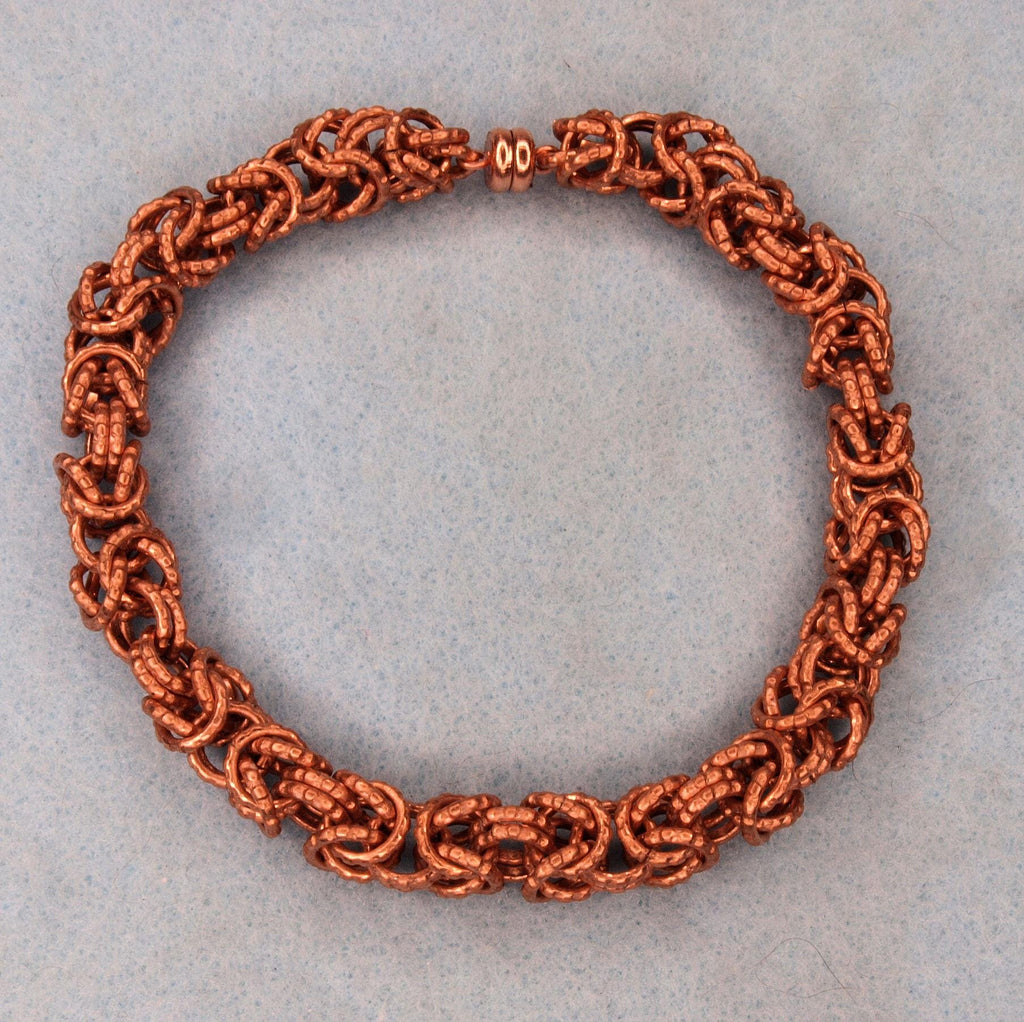 Handmade Pure Copper Byzantine Bracelet: Therapeutic Magnet Clasp