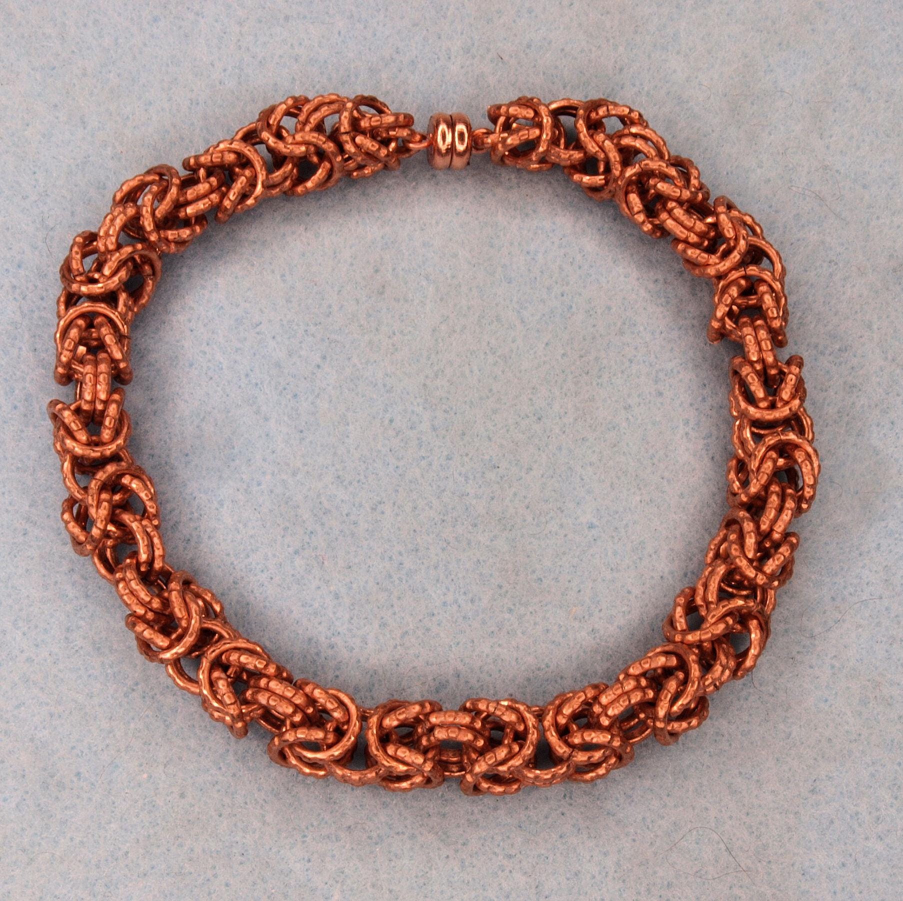 Handmade Pure Copper Byzantine Bracelet: Therapeutic Magnet Clasp