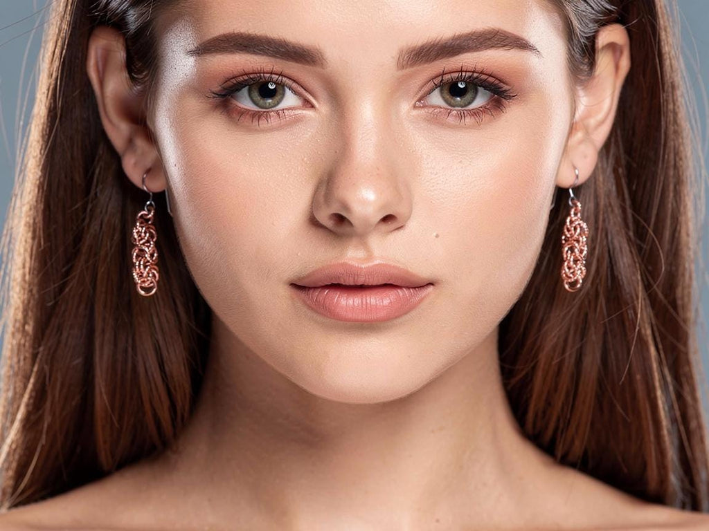Recycled Copper Byzantine Weave Dangle Earrings